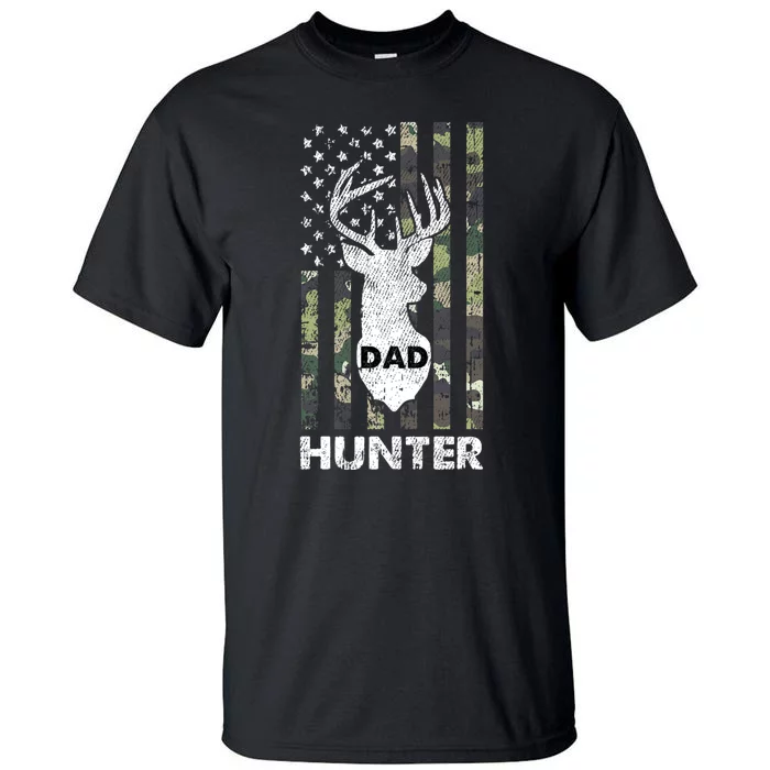 Deer Hunter Dad Cool Hunting American Flag Camo Stripes Papa Tall T-Shirt