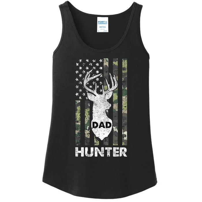 Deer Hunter Dad Cool Hunting American Flag Camo Stripes Papa Ladies Essential Tank