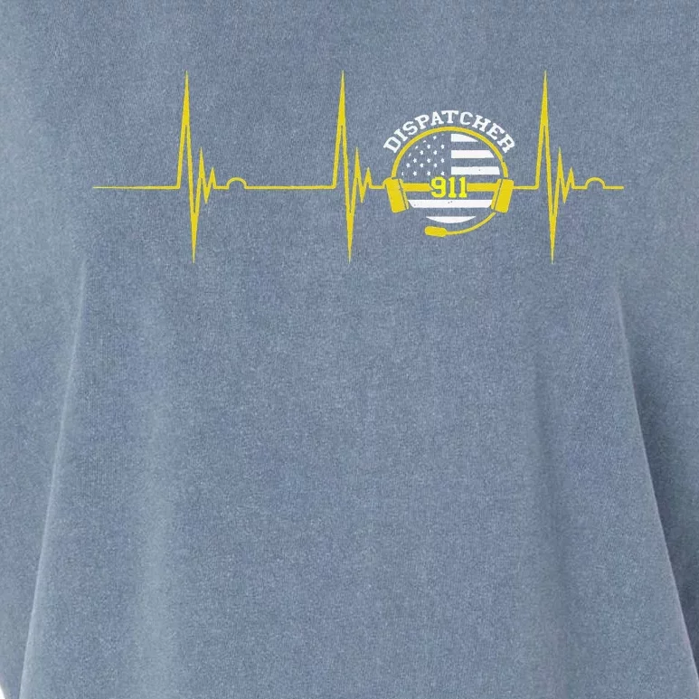 Dispatcher Heartbeat EKG Pulse Thin Yellow Line Dispatch Garment-Dyed Women's Muscle Tee