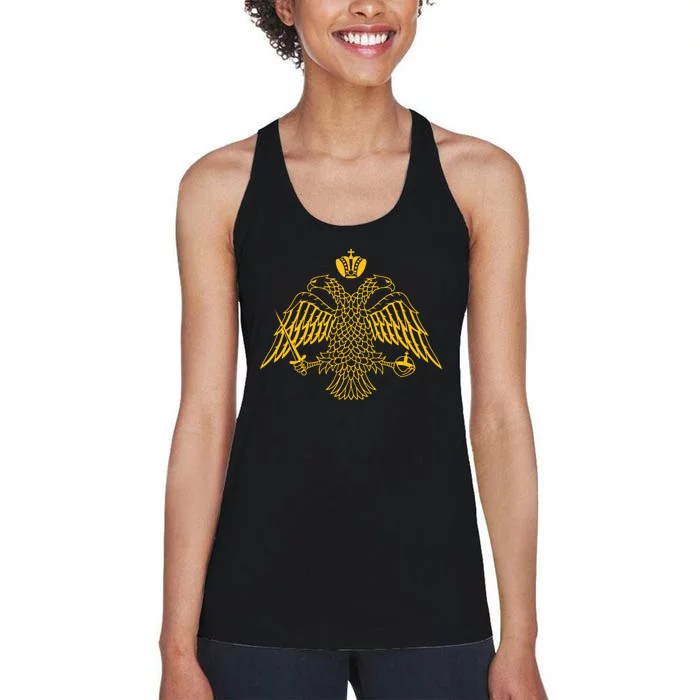 Double Headed Eagle Byzantine Christian Orthodox Emblem Women's Racerback Tank