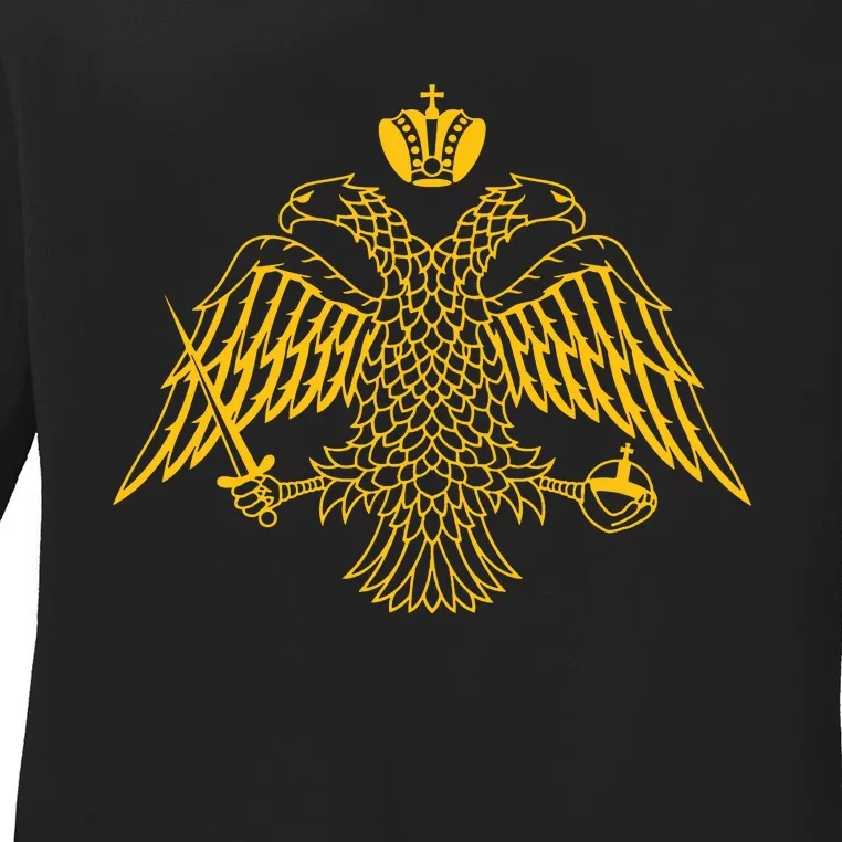 Double Headed Eagle Byzantine Christian Orthodox Emblem Ladies Long Sleeve Shirt