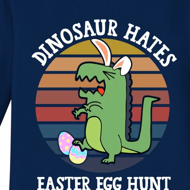 Dinosaur Hates Easter Egg Hunt T Rex Bunny Ears Easter Gift Baby Long Sleeve Bodysuit