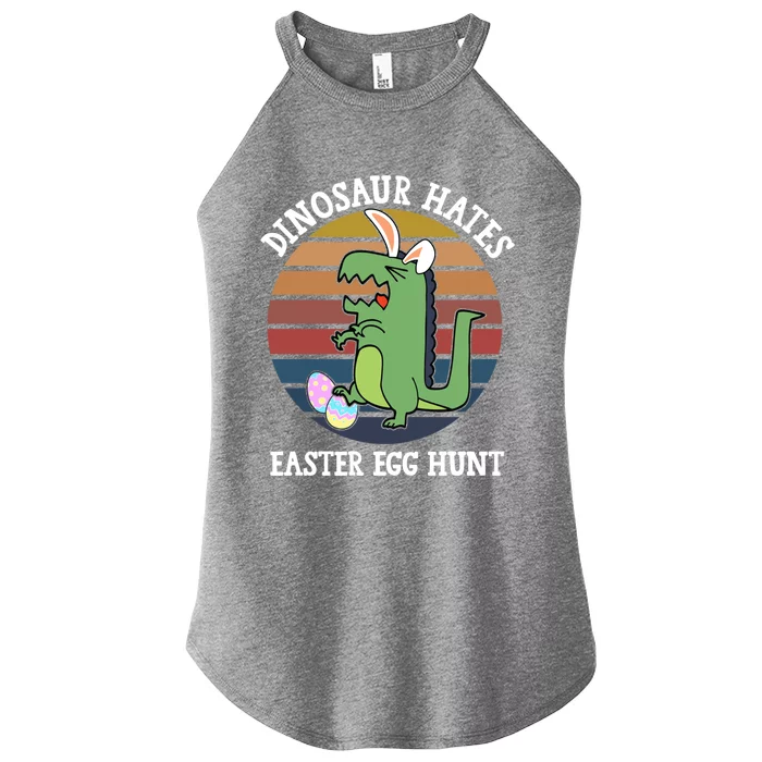 Dinosaur Hates Easter Egg Hunt T Rex Bunny Ears Easter Gift Women’s Perfect Tri Rocker Tank