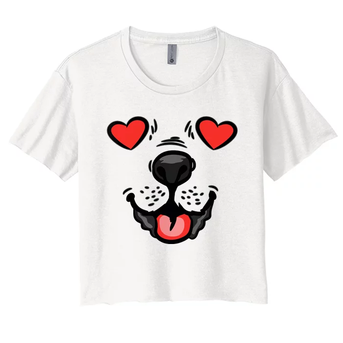 Dog Heart Eyes Valentines Day Cute Puppy Doggie Pet Lover Women's Crop Top Tee