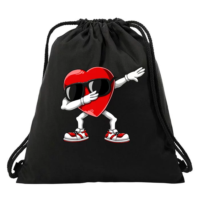 Dabbing Heart FunnyValentines Day Red Heart Drawstring Bag