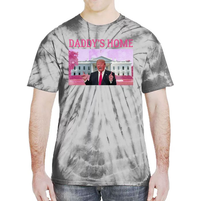 DaddyS Home Funny Pink Trump White House 2024 Tie-Dye T-Shirt