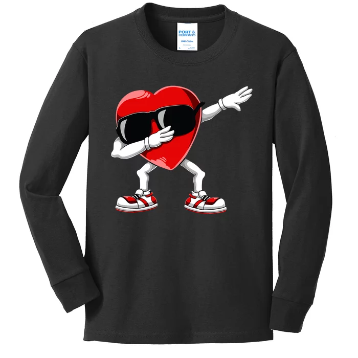 Dabbing Heart Funny Gifts Valentines Day Kids Long Sleeve Shirt