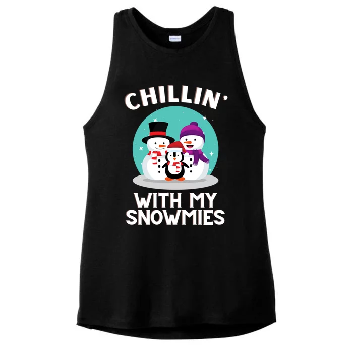 December Holidays Family Snow Chillin With My Snowmies Funny Gift Ladies Tri-Blend Wicking Tank