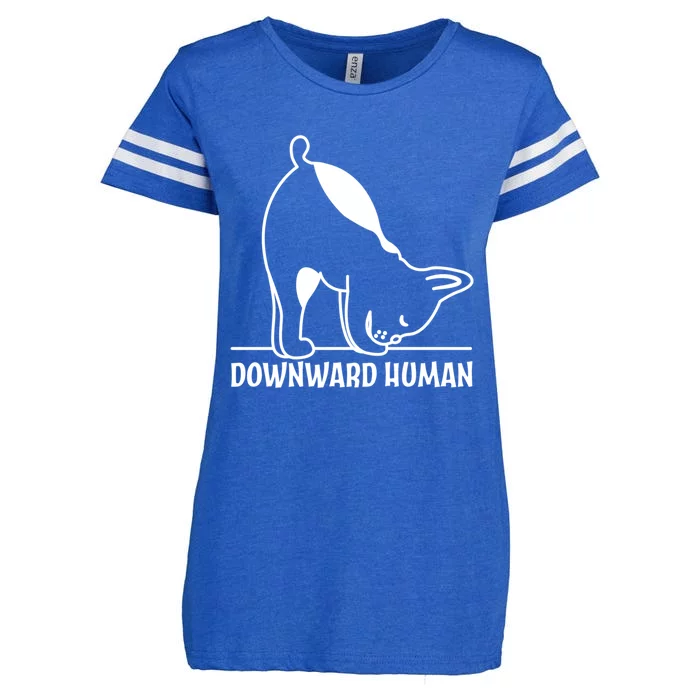 Downward Hu Funny Yoga Dog Lover Gift Enza Ladies Jersey Football T-Shirt