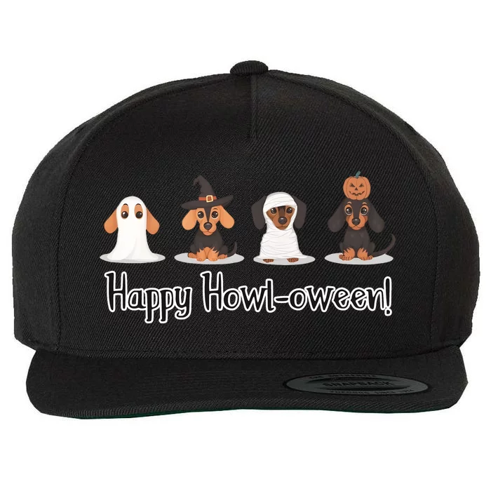 Dachshund Halloween Funny Witch Dog Lover Halloween Spooky Season Wool Snapback Cap