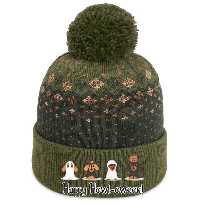 Dachshund Halloween Funny Witch Dog Lover Halloween Spooky Season The Baniff Cuffed Pom Beanie