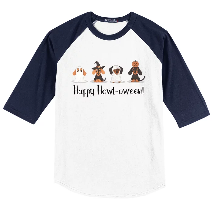 Dachshund Halloween Funny Witch Dog Lover Halloween Spooky Season Baseball Sleeve Shirt