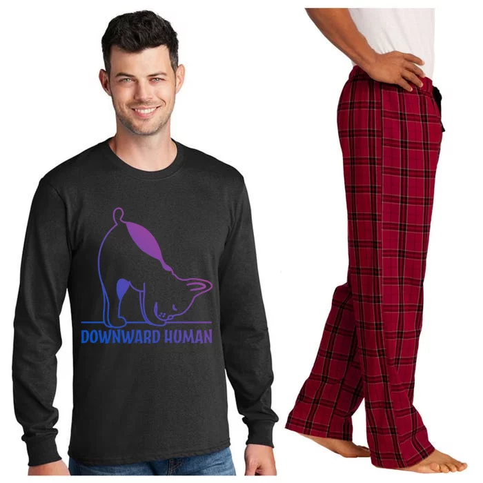 Downward Hu Funny Yoga Dog Lover Meaningful Gift Long Sleeve Pajama Set