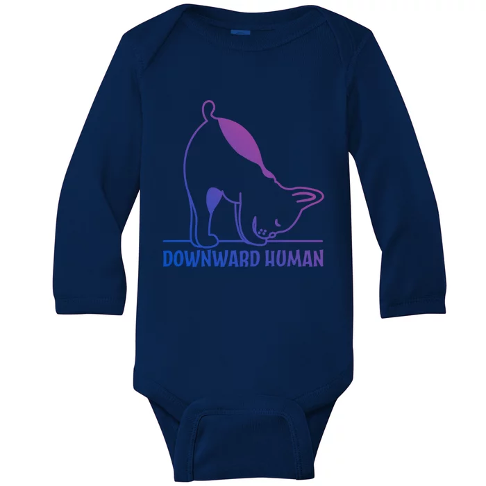 Downward Hu Funny Yoga Dog Lover Meaningful Gift Baby Long Sleeve Bodysuit