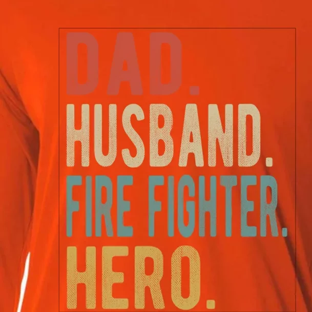 Dad Husband Fire Fighter Hero Cute Gift Cooling Performance Long Sleeve Crew