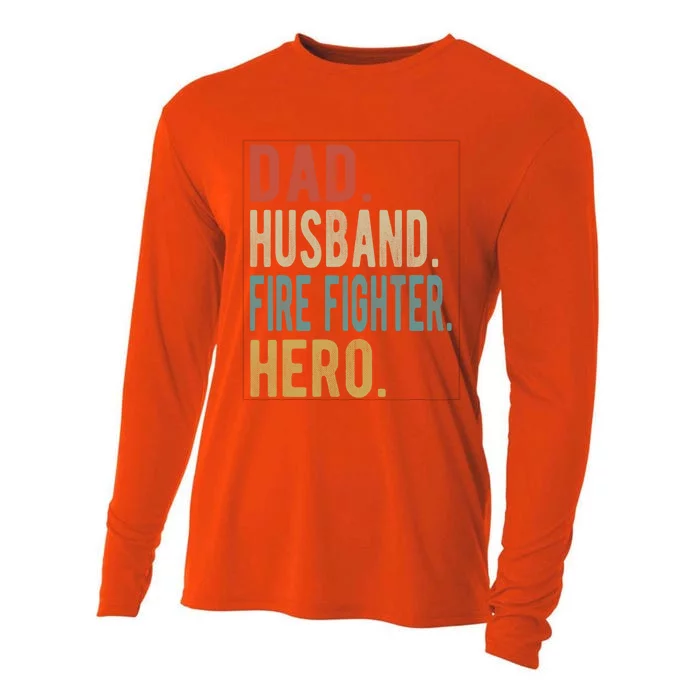 Dad Husband Fire Fighter Hero Cute Gift Cooling Performance Long Sleeve Crew