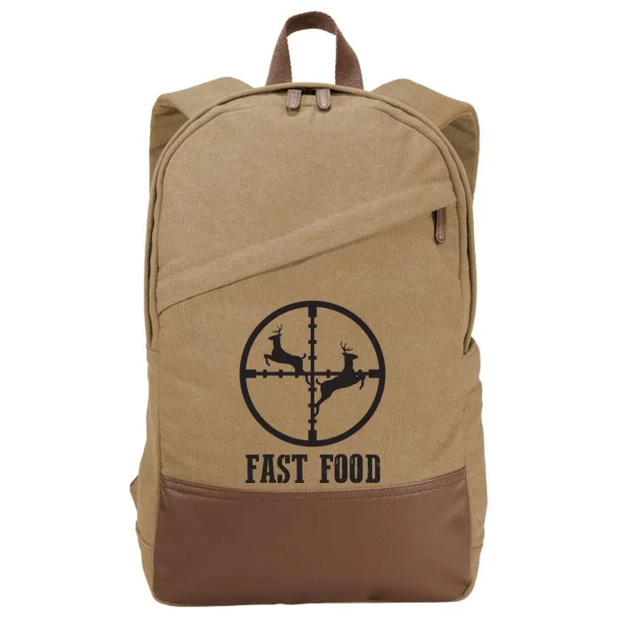 Deer Hunting Funny Hunter Fast Food Gift Cotton Canvas Backpack