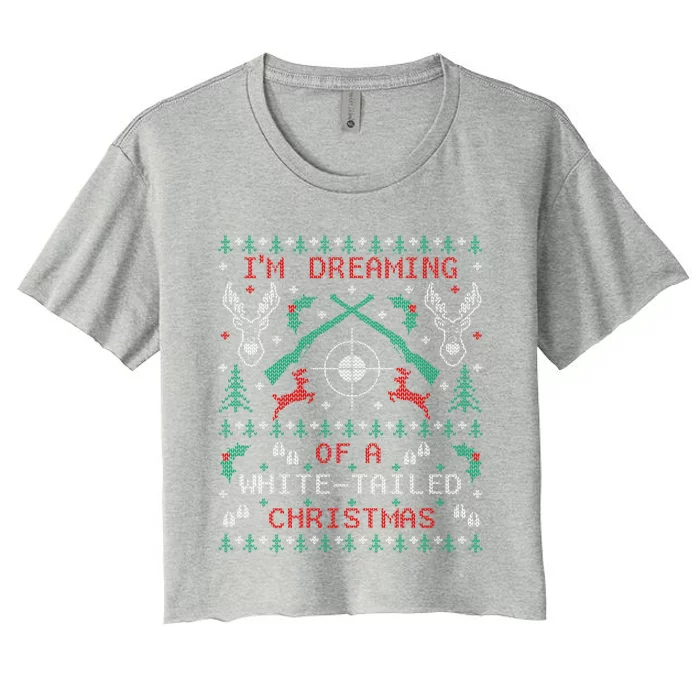 Deer Hunting Funny Ugly Christmas Party Great Gift Cute Gift Women's Crop Top Tee