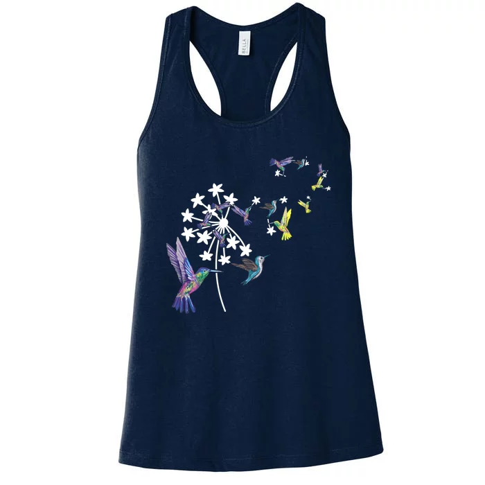 Dandelion Hummingbird Flower For Birdwatcher Herbalist Gift Women's Racerback Tank