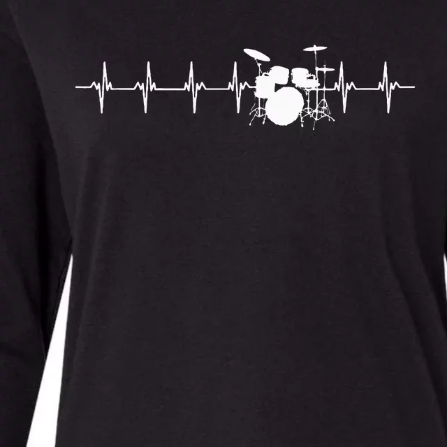 Drums Heartbeat For Drummers & Percussionists Drum Design Womens Cotton Relaxed Long Sleeve T-Shirt