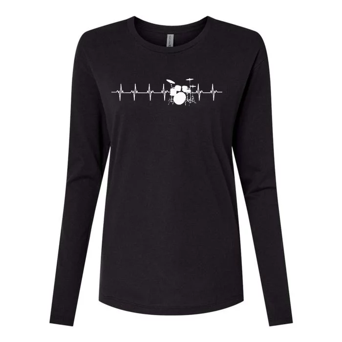 Drums Heartbeat For Drummers & Percussionists Drum Design Womens Cotton Relaxed Long Sleeve T-Shirt