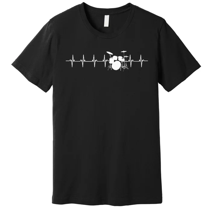 Drums Heartbeat For Drummers & Percussionists Drum Design Premium T-Shirt