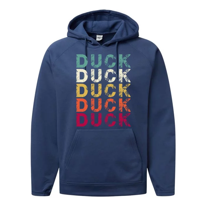 Duck Hunting Funny Retro Style Gift Performance Fleece Hoodie