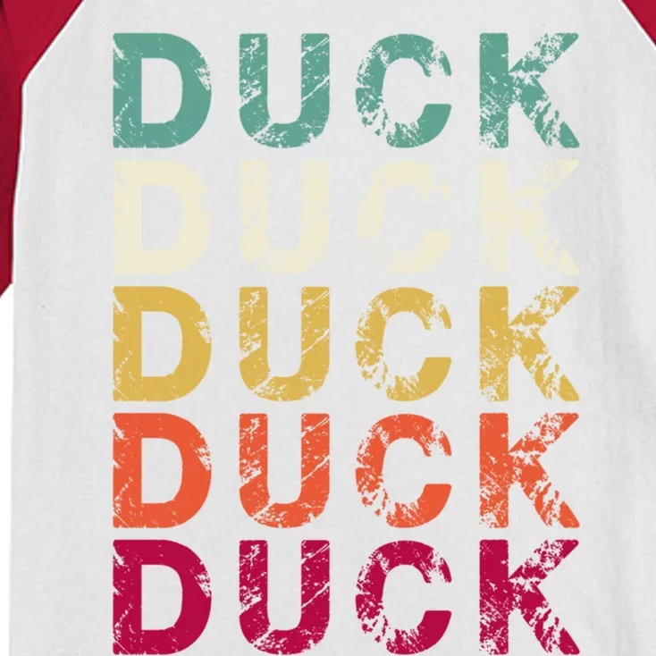 Duck Hunting Funny Retro Style Gift Kids Colorblock Raglan Jersey