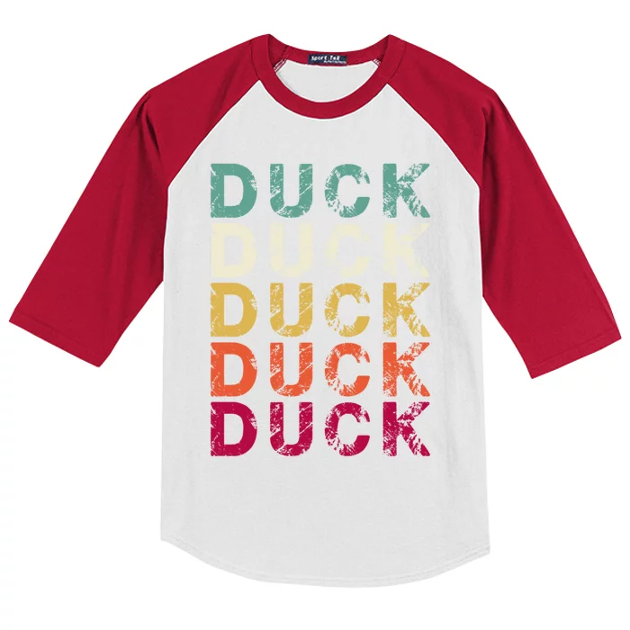 Duck Hunting Funny Retro Style Gift Kids Colorblock Raglan Jersey