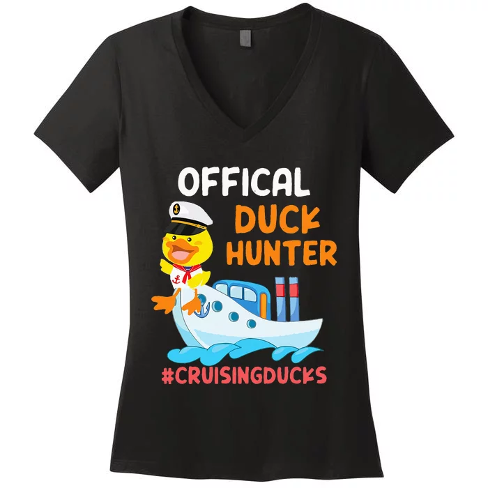 Duck Hunter Funny Duck Cruising Cruise Women's V-Neck T-Shirt