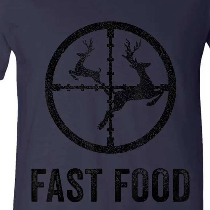 Deer Hunting Funny Hunter Gun Deer Fast Food V-Neck T-Shirt