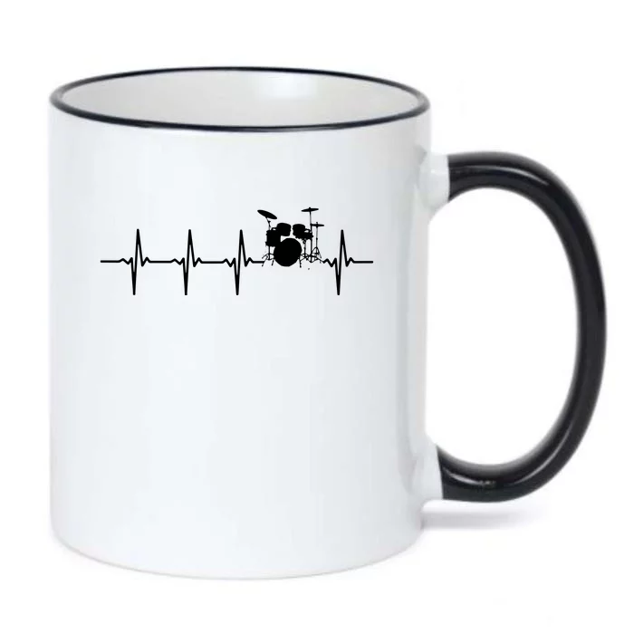 Drums Heartbeat For Drummers Percussionists Black Color Changing Mug