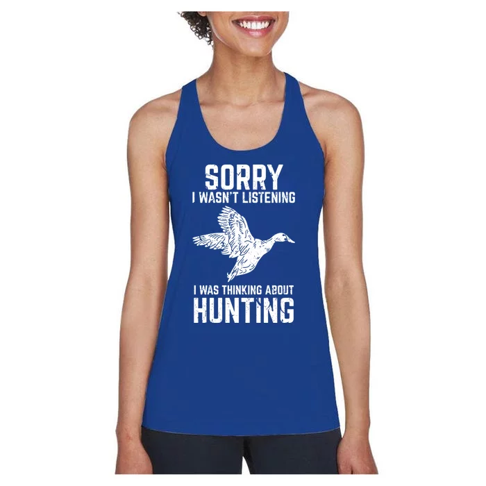 Duck Hunting Funny Gift For Duck And Goose Hunters Gift Women's Racerback Tank