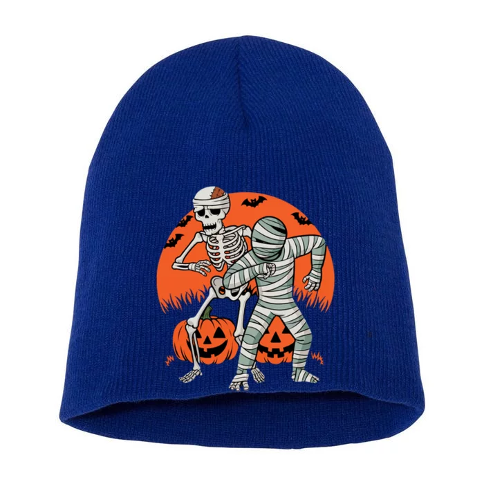 Dabbing Halloween Funny Skeleton Mummy Scary Pumpkin Gift Short Acrylic Beanie