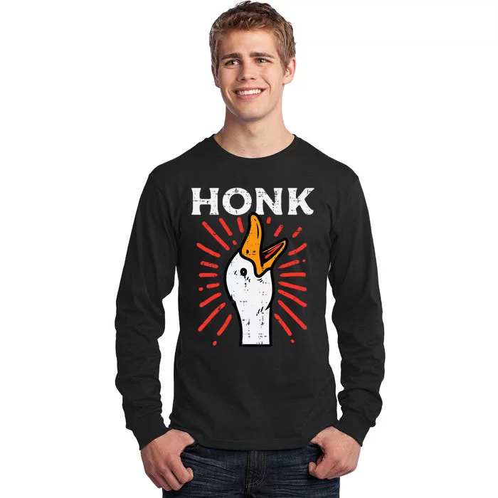 Duck Honk Funny Quack Goose Chicken Meme Tall Long Sleeve T-Shirt