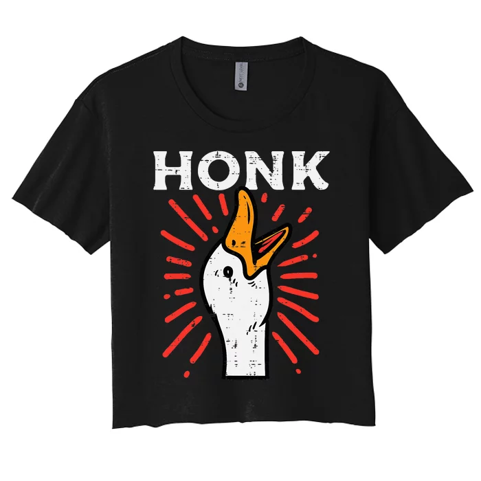 Duck Honk Funny Quack Goose Chicken Meme Women's Crop Top Tee