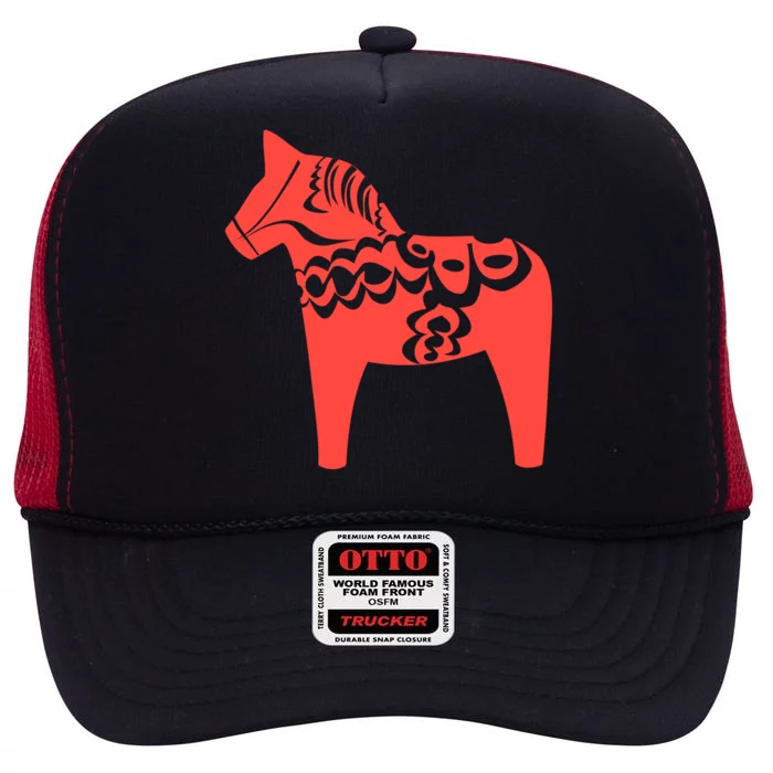 Dala Horse Gift Dalarna Swedish Sweden Sverige Gift High Crown Mesh Trucker Hat