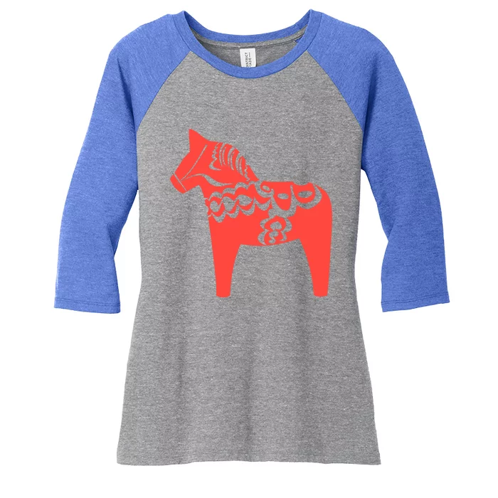 Dala Horse Gift Dalarna Swedish Sweden Sverige Gift Women's Tri-Blend 3/4-Sleeve Raglan Shirt