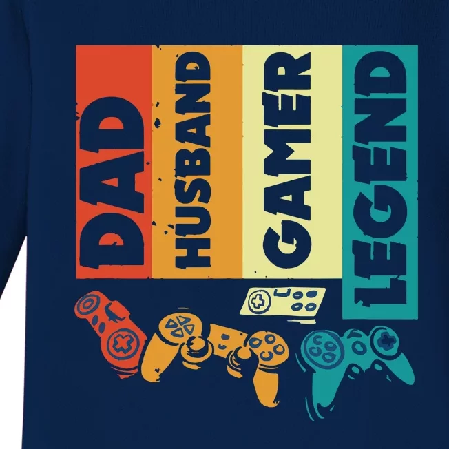 Dad Husband Gamer Legend Dad Video Gamer Baby Long Sleeve Bodysuit