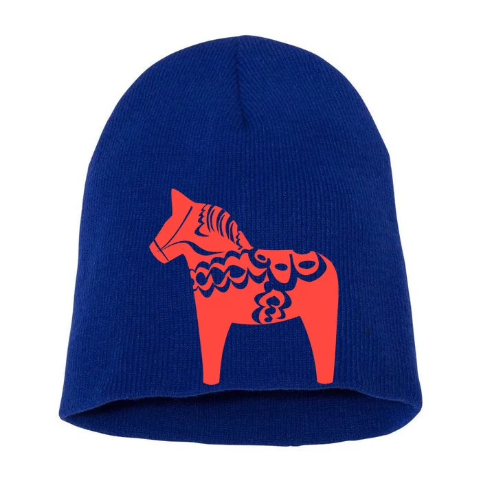 Dala Horse Gift Dalarna Swedish Sweden Sverige Gift Short Acrylic Beanie