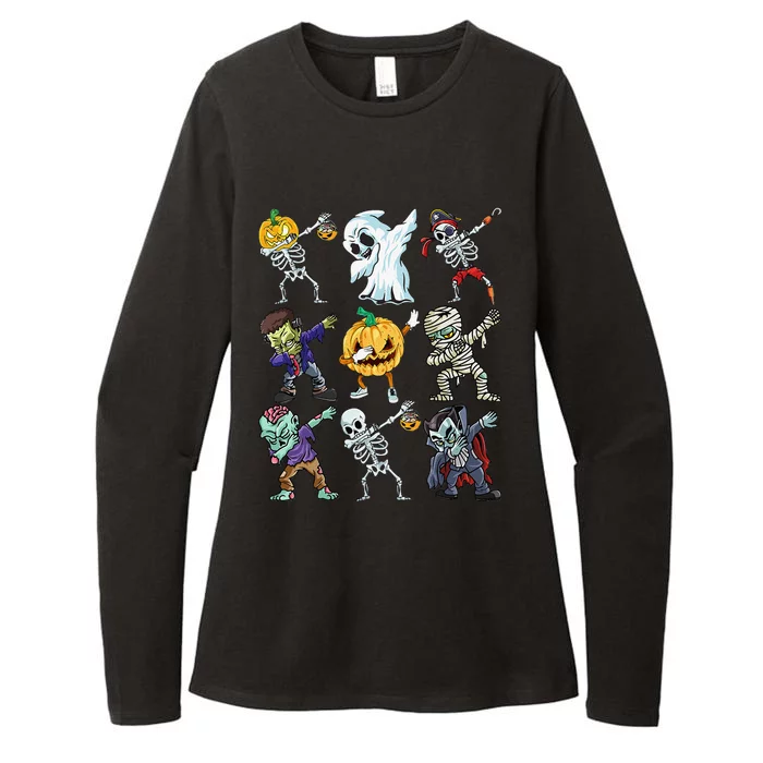 Dabbing Halloween Guys Skeleton Zombie Mummy Ghost Pumpkin Womens CVC Long Sleeve Shirt