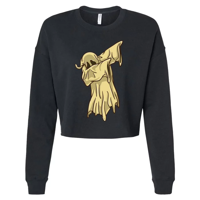 Dabbing Halloween Ghost Funny Gift Cropped Pullover Crew