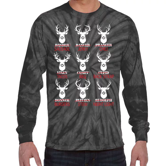 Deer Hunting Gift Hunter Of All Santas Reindeer Tie-Dye Long Sleeve Shirt