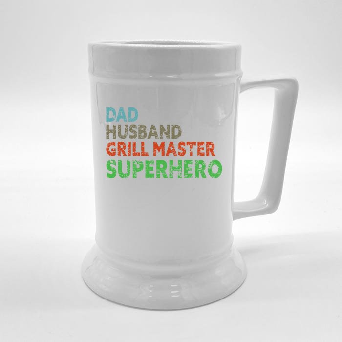 Dad Husband Grill Master Superhero Father's Day Bbq Vintage Meaningful Gift Front & Back Beer Stein