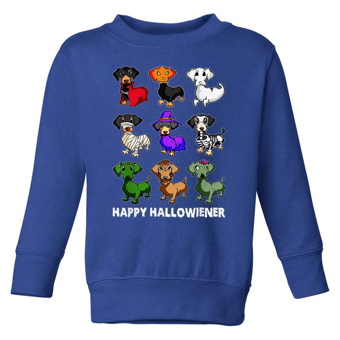 Dachshund Happy Halloweiner Funny Halloween Dogs Lover Toddler Sweatshirt