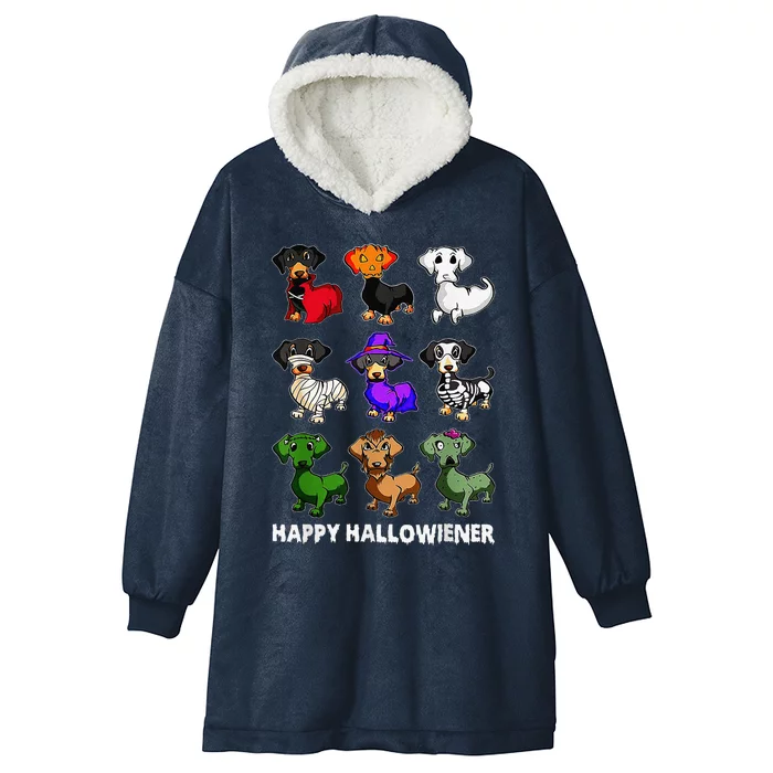 Dachshund Happy Halloweiner Funny Halloween Dogs Lover Hooded Wearable Blanket