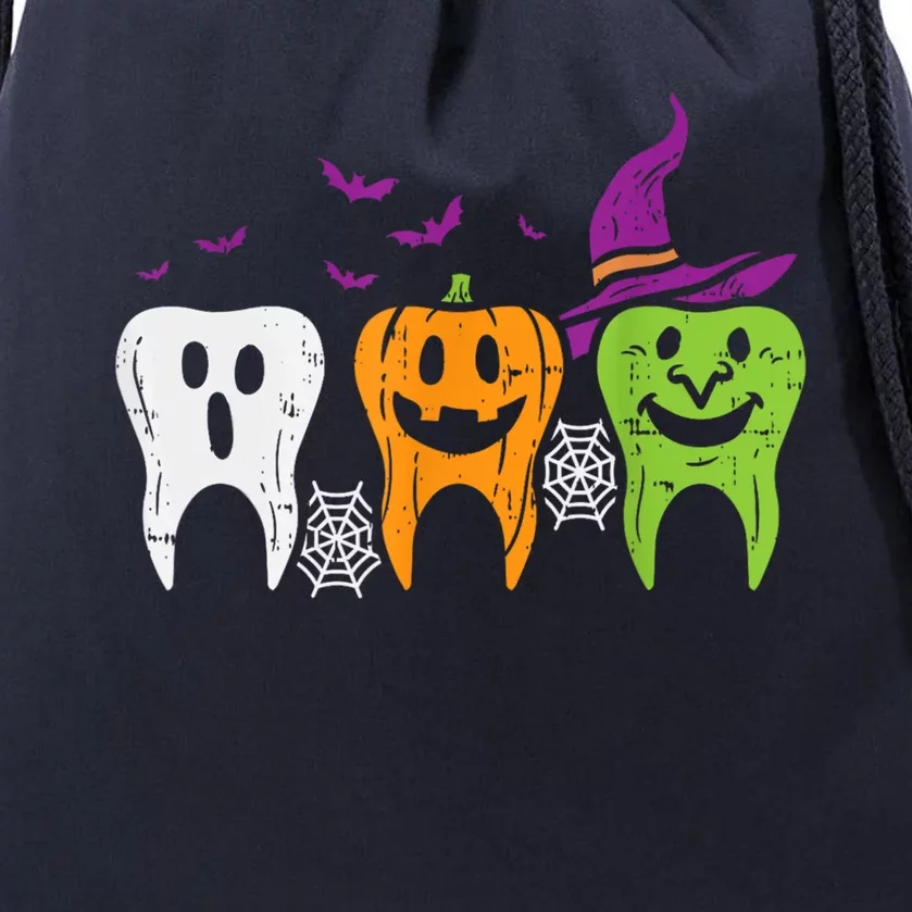 Dental Hygienist Halloween Spooky Witch Ghost Dentist Teeth Funny Gift Drawstring Bag