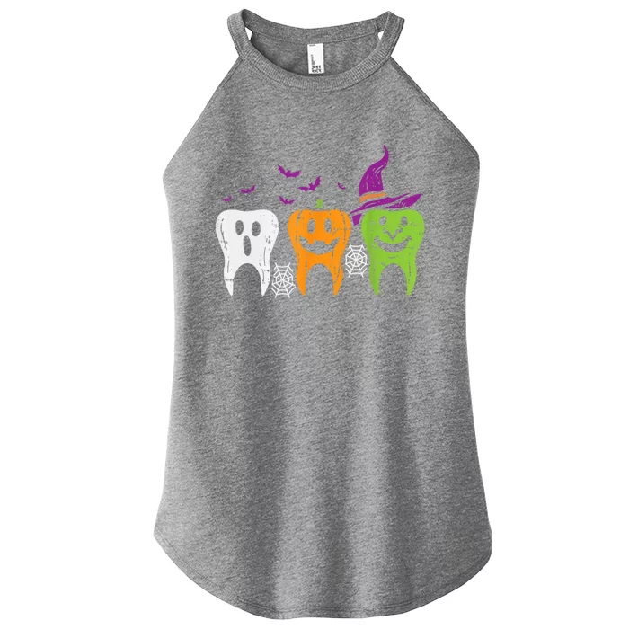 Dental Hygienist Halloween Spooky Witch Ghost Dentist Teeth Funny Gift Women’s Perfect Tri Rocker Tank