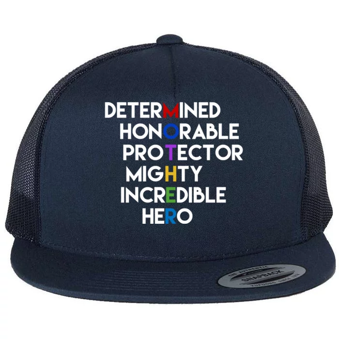 Determined Honorable Hero Mother Gift For Mom Flat Bill Trucker Hat