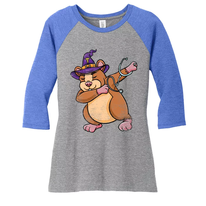 Dabbing Hamster Halloween Nurse Vintage Gift Women's Tri-Blend 3/4-Sleeve Raglan Shirt